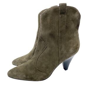 Marc Fisher Women's Carissa Olive Suede Ankle Western Boots Size 9M